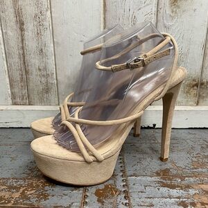 SCHUTZ Platform Nude Suede Strappy High Heels